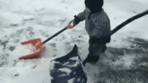 Snow shoveling with dad