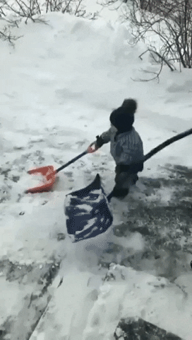 Snow shoveling with dad in funny gifs