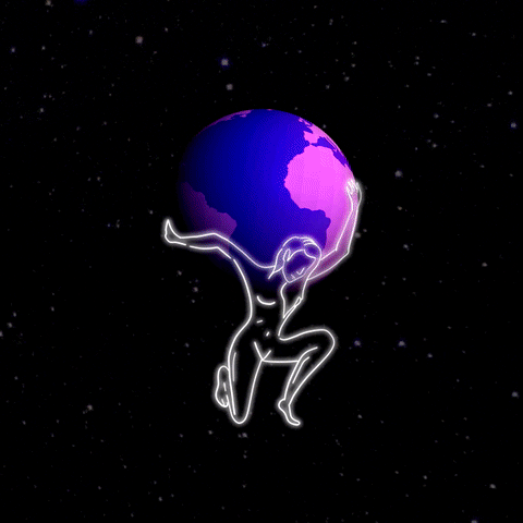 woman holding the earth on her back gif