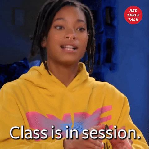 Willow Smith in a yellow hoodie and a dreadlocked ponytail says "Class is in season" 