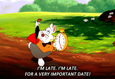 alice in wonderland rabbit running late time management