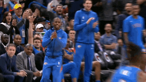 a gif about nba player chris paul, who always leads his teammates to be better in both the court and off the court