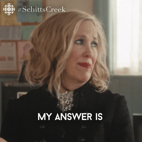Gif of a woman saying "My answer is I'll think about it"