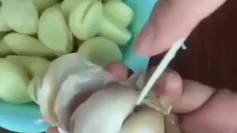 Peeling garlic is satisfying