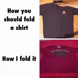 Shirt folding trick in funny gifs