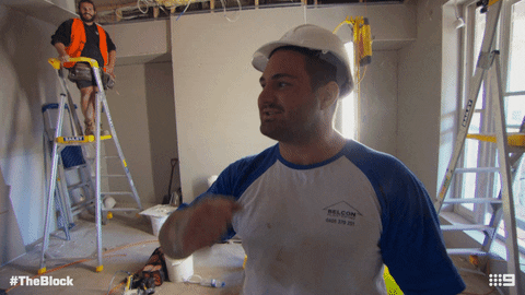 Contractor pumping his fist GIF
