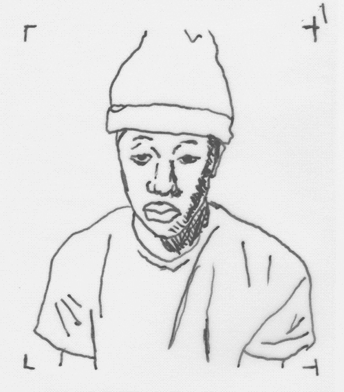 a moving line drawing of a young man