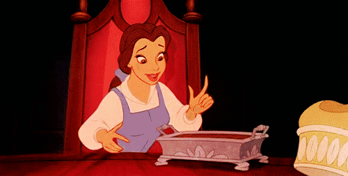 Belle eating food during Be Our Guest