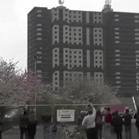 Filming a demolition in funny gifs
