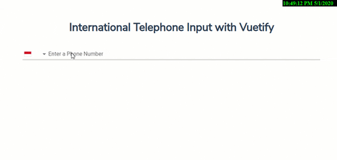 International Telephone Input with Vuetify.