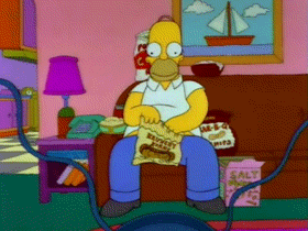 homer eating weekend lazy couch potato