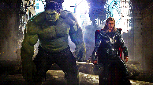 Hulk juts out a fist, speedily smashing Thor out of sight.