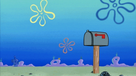 Bob Esponja enviando una carta por correo