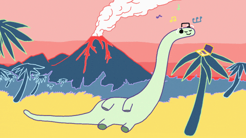dinosaur and volcanic eruption gif
