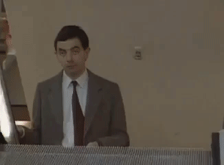 Mr Bean On escalator in MrBean gifs