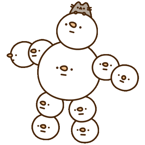 Pusheen the cat playing in snow