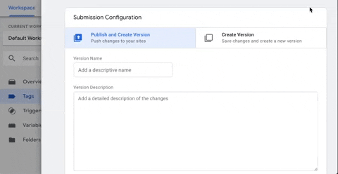 GIF showing how to publish Google Tag Manager changes