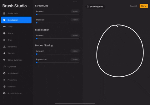 Stabilization in Procreate