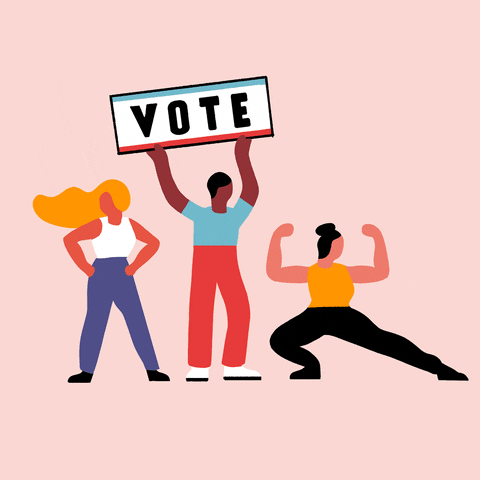 gif-mulher-segurando-cartaz-incentivando-pessoas-a-votar