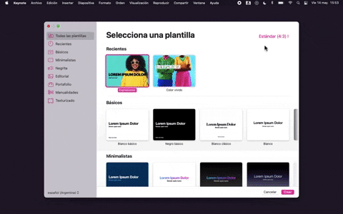 218. Apple Keynote - Template Format Selection