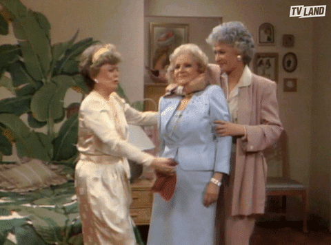 animated gif of three grandmothers. They used to be roommates and now they are still best friends