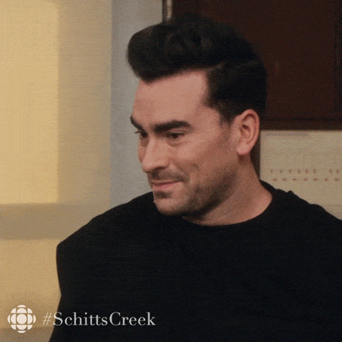 A gif of David Rose from the TV show Schitt's Creek. He reluctantly nods and shakes his head. 