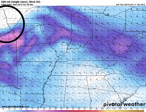 Shortwave coming through on Wednesday night. (GFS - Pivotal Weather)