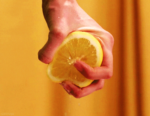 Squeezing Lemon Juice GIF

https://media.giphy.com/media/fWlesbav1qMk8/giphy.gif