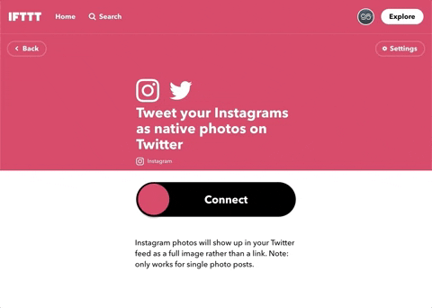 Connecting apps on IFTTT