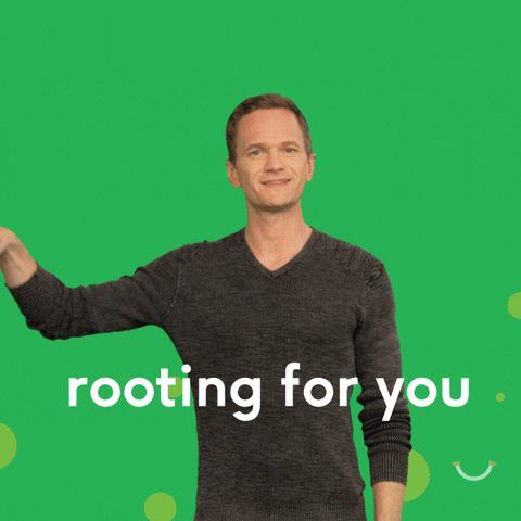 Neil Patrick Harris with the caption, "I'm rooting for you" and then giving two thumbs up.