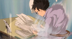 anime giph of character studying as the wind blows his papers away highlighting the importance of consistency for spirtual goals 2021