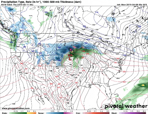 A look at the system on Thursday (Pivotal Weather - GFS)