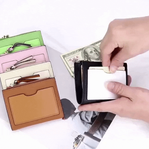 leather cardholder wallet with money clip & zip coin pocket in 2 tone color