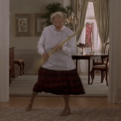 Image result for ms doubtfire broom gif