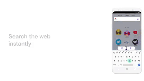 GIF que ilustra o funcionamento do menu do Opera Touch, novo navegador de internet do Opera