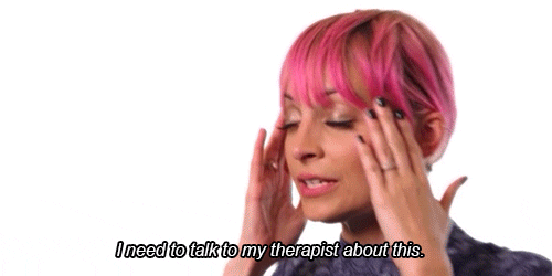 A woman saying she wants to talk with therapist