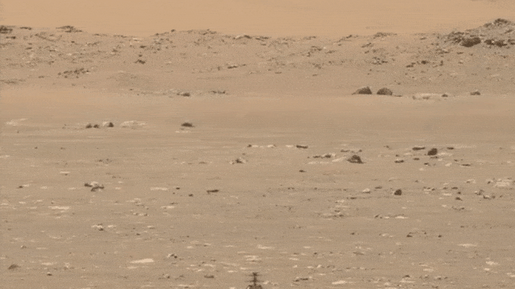 Video of NASA Ingenuity's first flight on Mars
