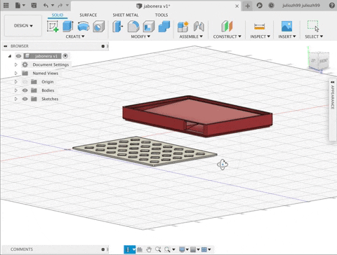 A GIF showing the soap holder desing in Fusion 360