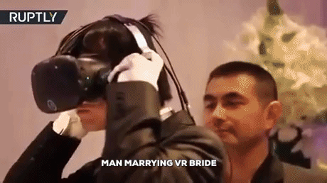 Man Marrying VR Bride in funny gifs