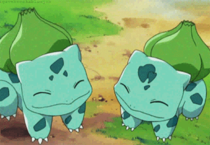 anime happy pokemon high five bulbasaur