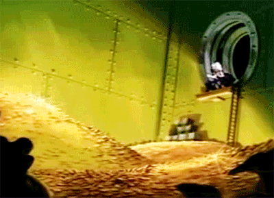 scrooge mcduck diving into pile of coins