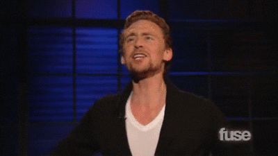 excited actor tom hiddleston screaming