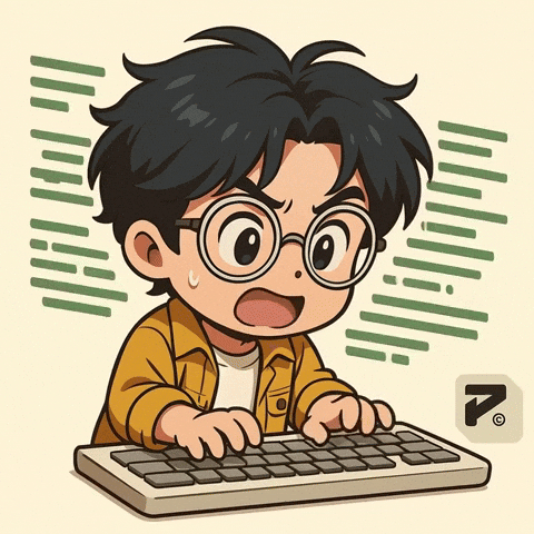 Animated anime coding character