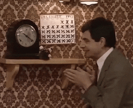Gif of a man looking at a calendar -- phrases students say