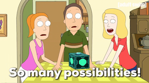 three characters from Rick and Morty discussing what to do with a box of technology