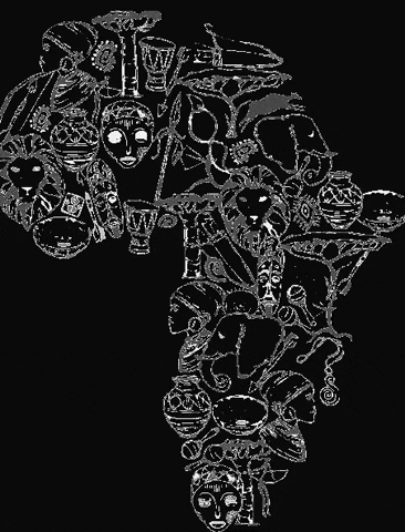 mapa de África con motivos culturales
