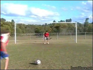 Player scoring soccer goal