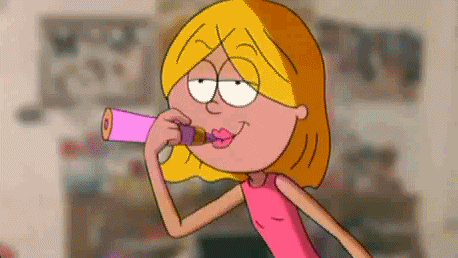 A Quinceanera themed image of Elizabeth McGuire, a cartoon girl brushing her teeth with a toothbrush