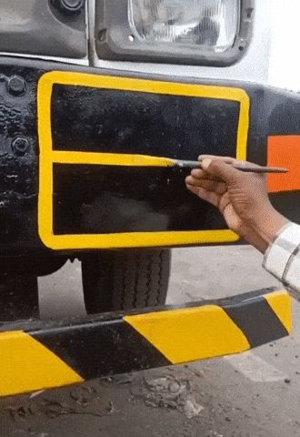 Painting number plate in WaitForIt gifs