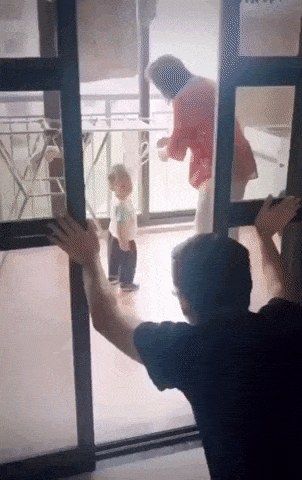 Daddy is home in funny gifs